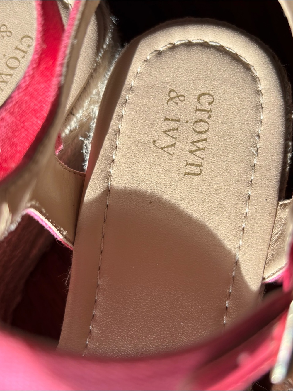 crown & ivy Hot Pink Espadrille Wedge Sandals with Buckle - Picture 2 of 10